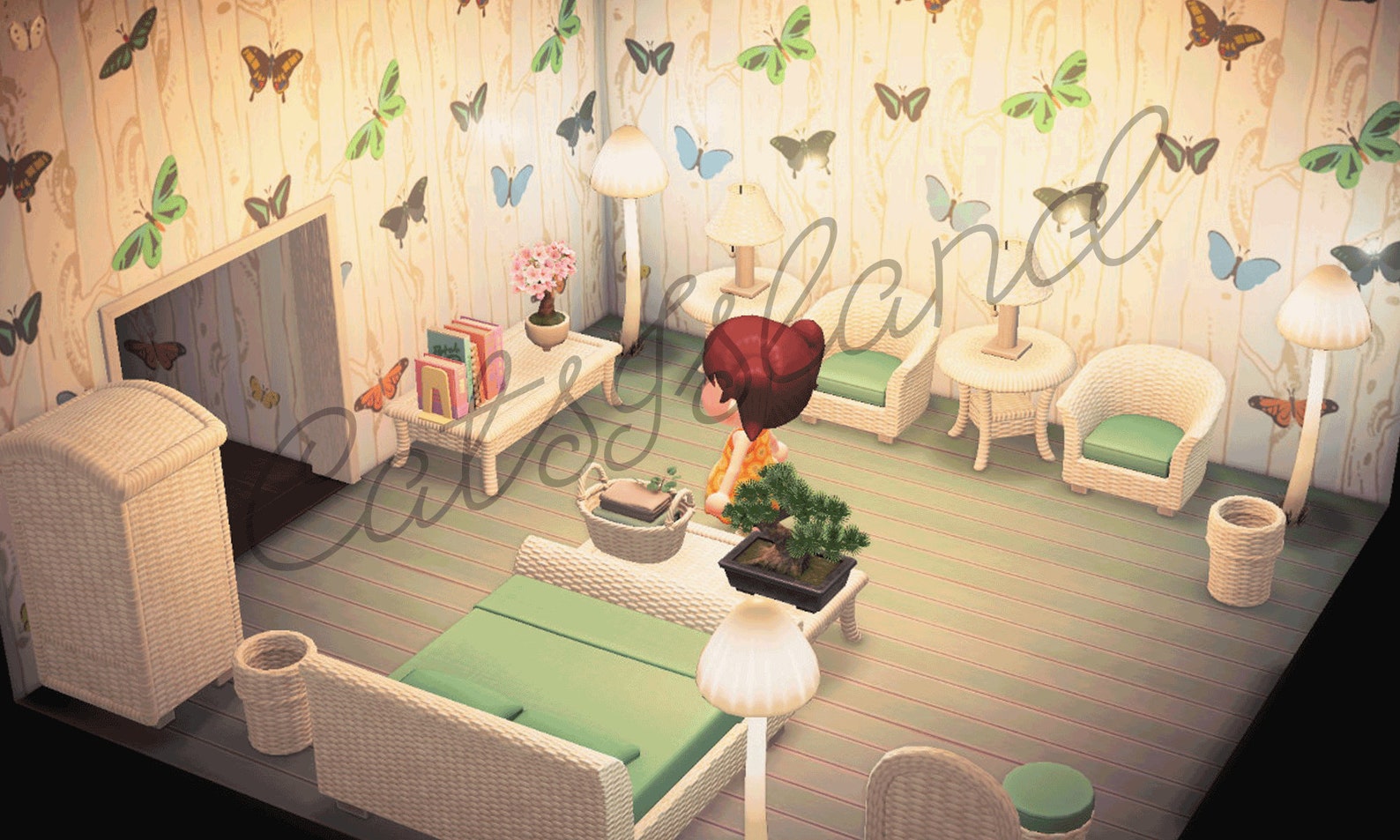 ACNH Butterfly White Rattan Bedroom Right or North Room Design Etsy