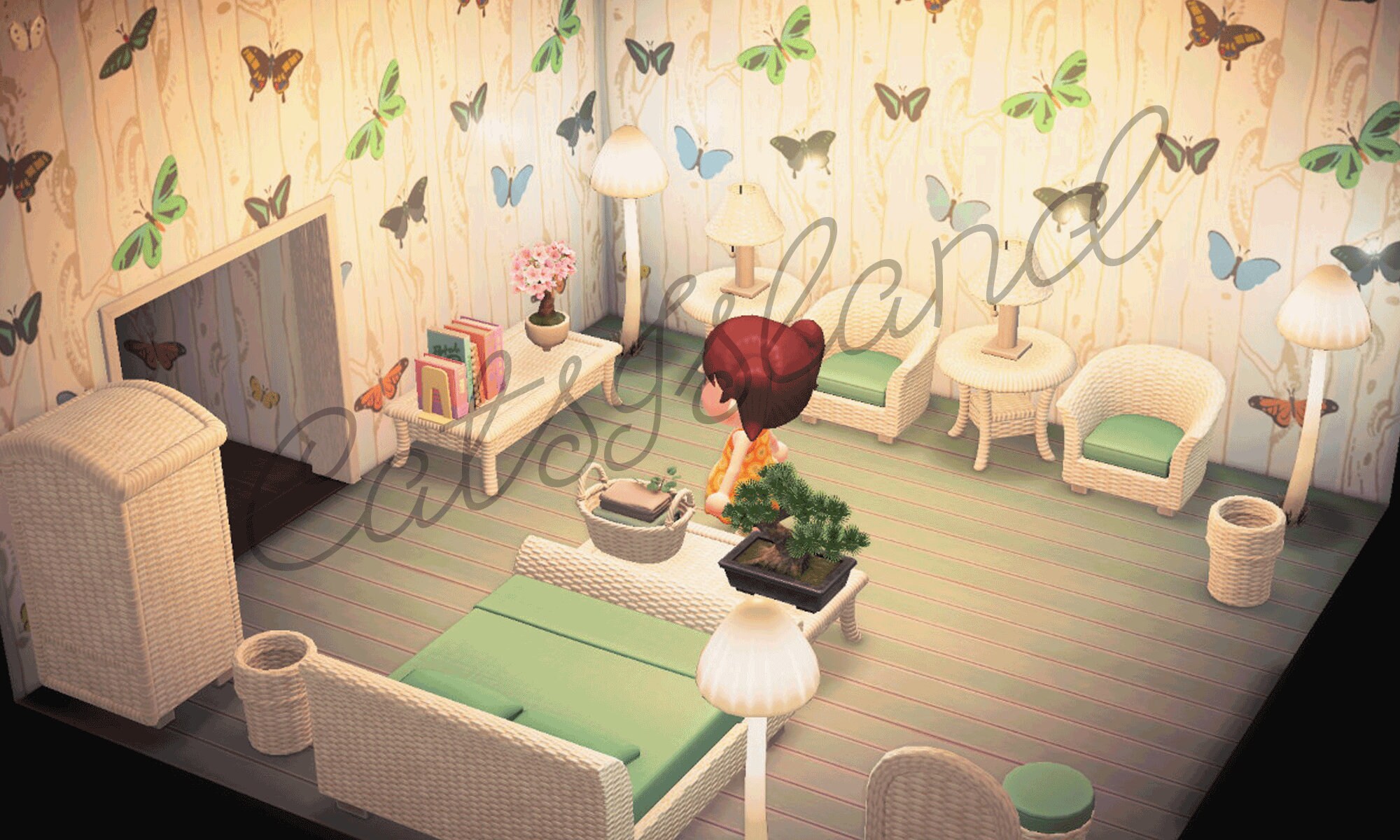 ACNH Butterfly White Rattan Bedroom Right or North Room Design Etsy