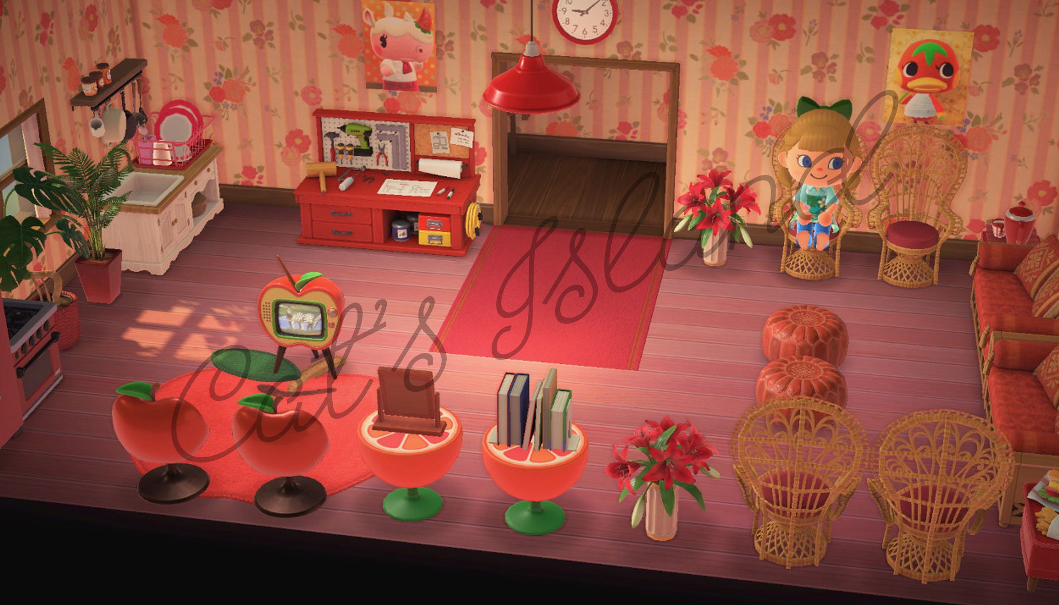 Everything Red Living Family Room Design Blueprint 10x6 ACNH - Etsy