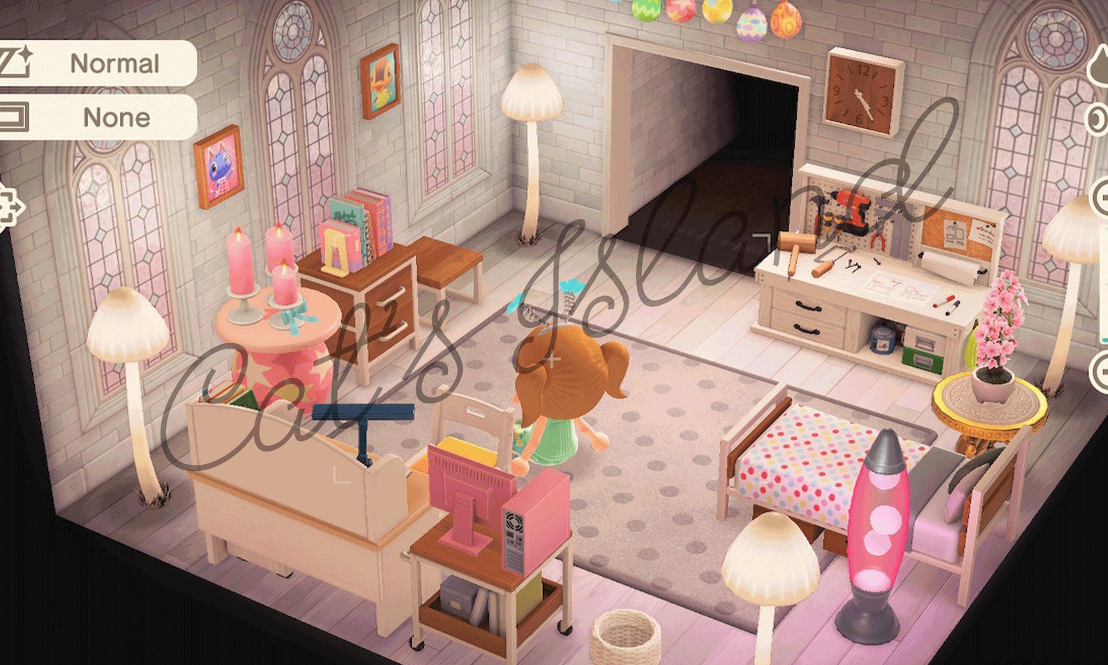 ACNH Confetti White Pink Bedroom Right or North Room Design Etsy