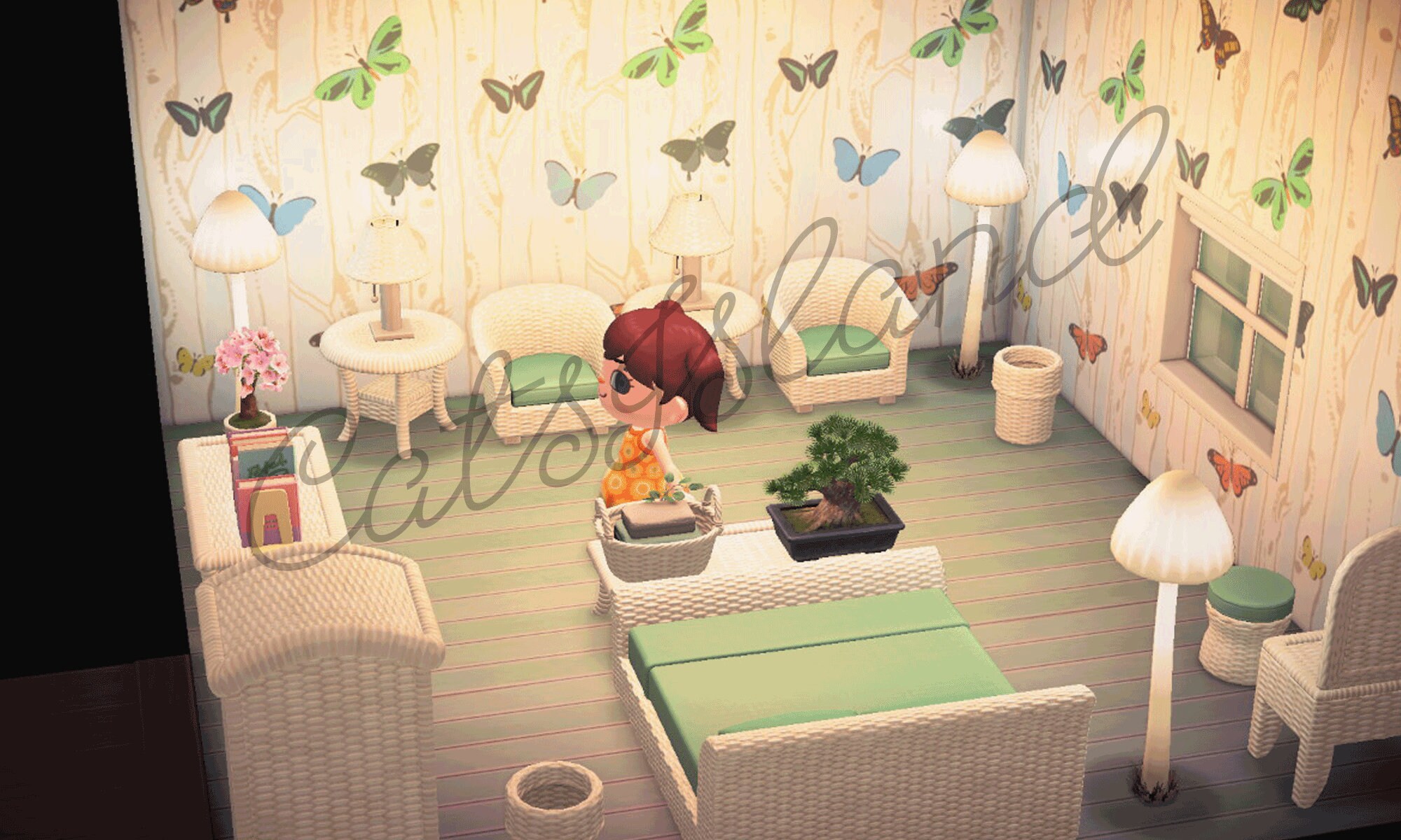 ACNH Butterfly White Rattan Bedroom Right or North Room Design Etsy