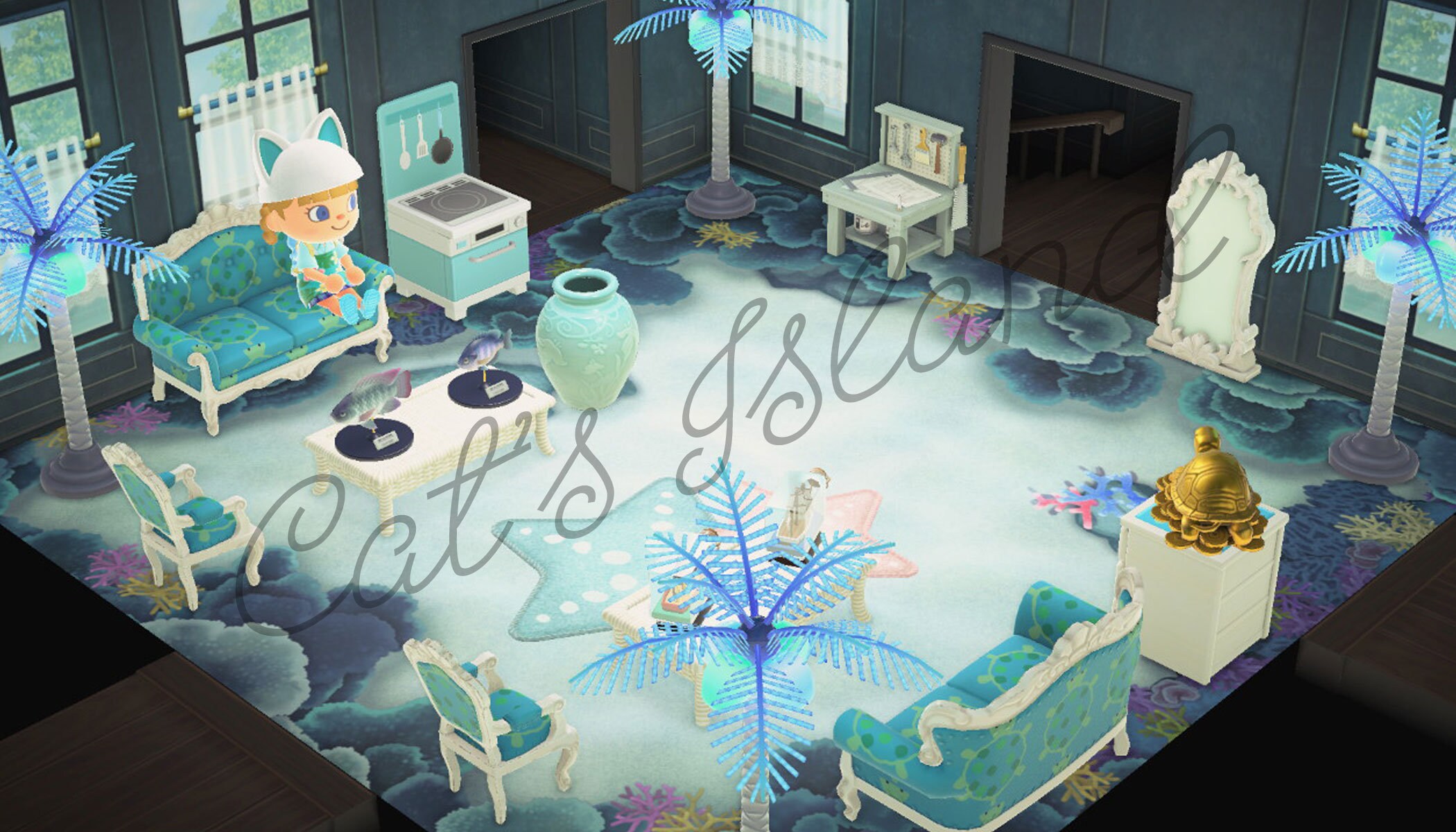 Turtle Ocean Living Main Room Design Blueprint 8x8 ACNH Animal - Etsy