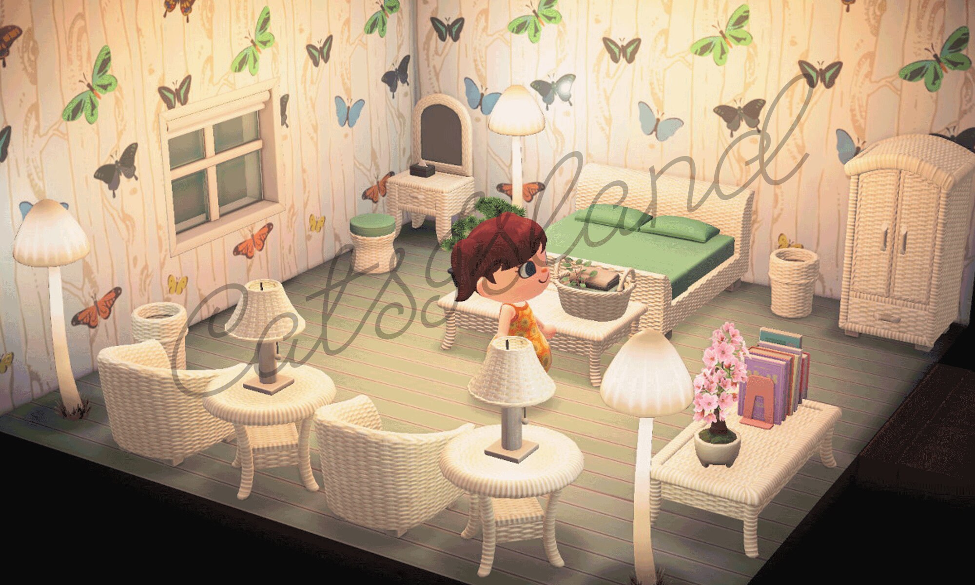 ACNH Butterfly White Rattan Bedroom Right or North Room Design Etsy