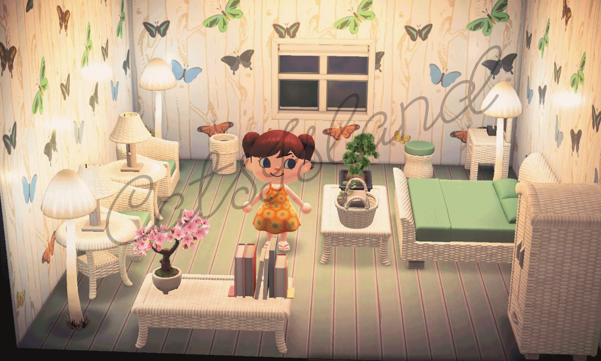 ACNH Butterfly White Rattan Bedroom Right or North Room Design Etsy