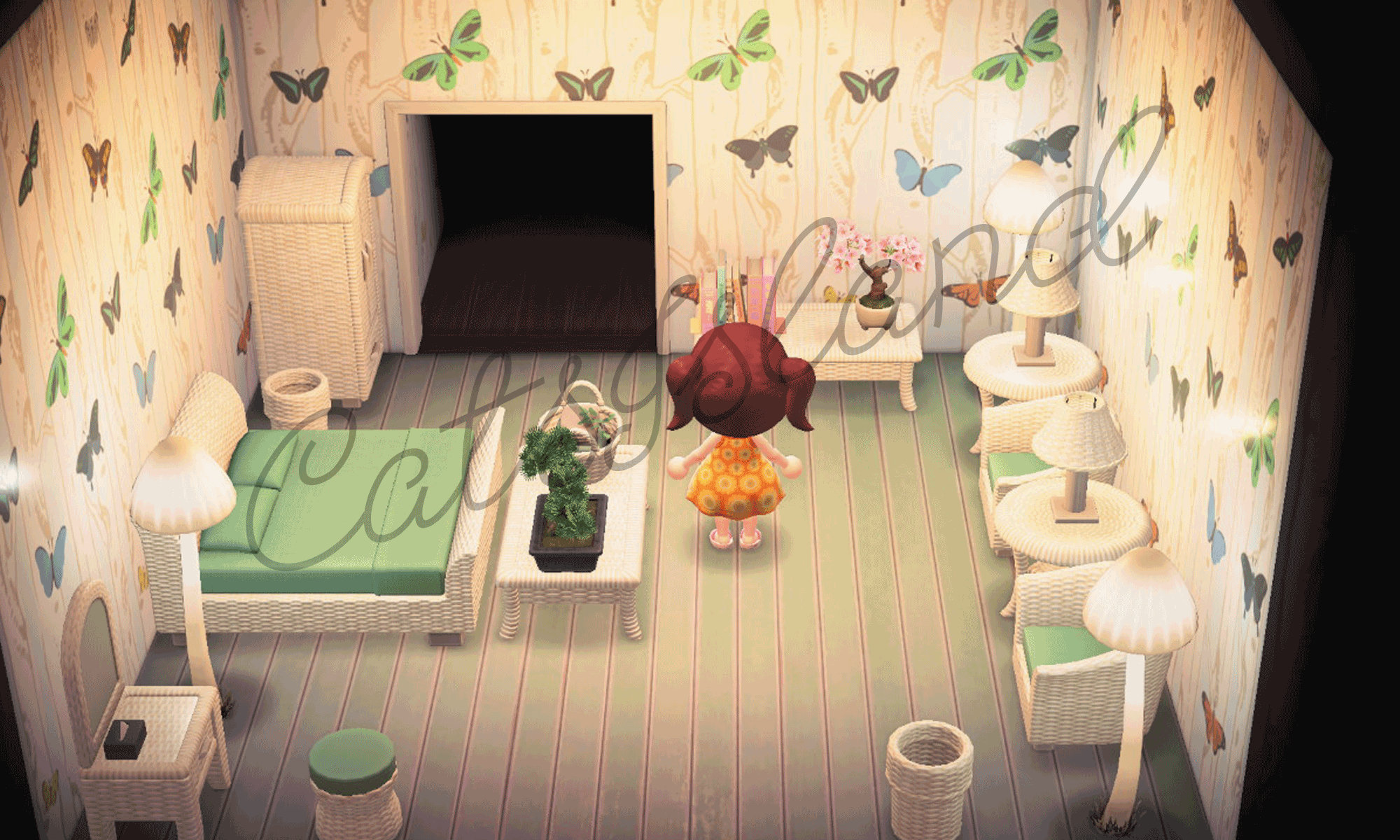 ACNH Butterfly White Rattan Bedroom Right or North Room Design Etsy