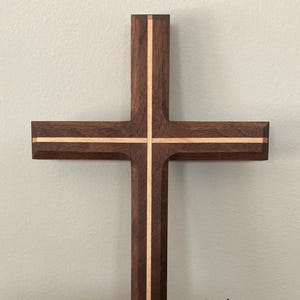 Handmade Wooden Wall Cross, custom size, baptism gift, wedding gift, confirmation gift, Godchild, walnut cross, cross for wall, large cross