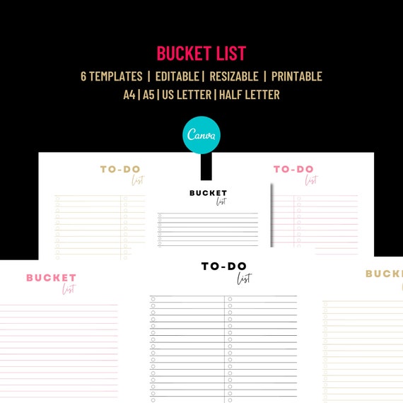 To Do List Printable PDF Bucket List Life Goals Planner Etsy