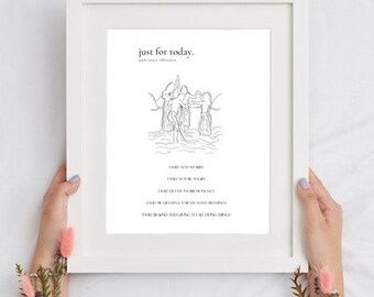 Reiki Principles Print: Daily Affirmation Guide (Digital Download)