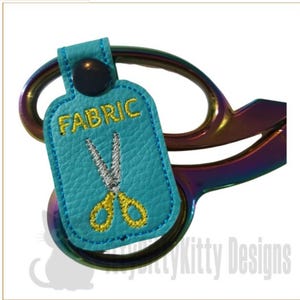 Scissor Label set of 5, Fabric, Paper & Pinking, blank with scissors and blank - in the hoop - minimum 4x4&quot; hoop - EMBROIDERY FILE