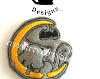 Cat on moon Halloween Pencil topper -in the hoop, minimum 4x4" hoop - EMBROIDERY FILE
