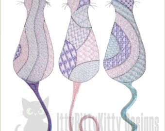 Trio of cats - 3 variants - minimum 5x7" hoop - EMBROIDERY FILE