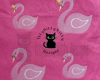Light Fill Standalone Swan Set of 4 designs, 2" and 3" with and without crown minimum hoop size- EMBROIDERY FILE