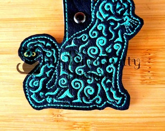 Swirly Cat Key fob minimum 4x4" hoop - EMBROIDERY FILE