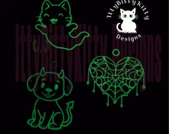 Set of 6 Halloween Fobs / Hangers /keyrings / keyfob/ Identifiers  minimum 4x4" hoop - EMBROIDERY FILE