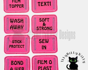Set of 20 stabiliser labels - in the hoop - minimum 4x4" hoop - EMBROIDERY FILE