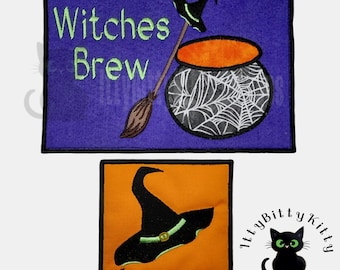 Coaster & Mug Rug Witches Brew  -in the hoop,  minimum 5x7" - EMBROIDERY FILE