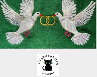 Wedding Doves  - minimum 6x10 " hoop - EMBROIDERY FILE