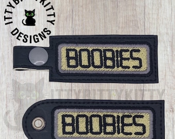 4x4" hoop Funny Boobies Eyelet key ring and Snap tab Set  - EMBROIDERY FILE