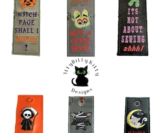 Set of 6 Halloween Bookmark - in the hoop, minimum 5x7" hoop - EMBROIDERY FILE