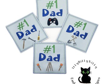Father's Day #1 Dad Coaster Embroidery File (4x4" Hoop)