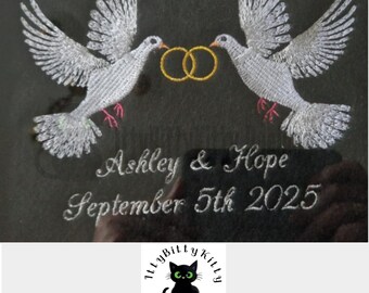 Wedding Doves  - minimum 6x10 " hoop - EMBROIDERY FILE