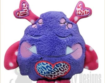Lena Plushie Love Monsters-in the hoop, minimum 5x7" and 7x12 hoops - EMBROIDERY FILE