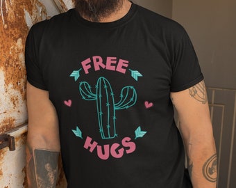 Gratis kramar kaktusskjorta, inte en kramare, krama mig inte, söt kaktusskjorta, kaktus-t-shirt, gratis kramar skojar bara, bästa vänpresent, alla hjärtans dag
