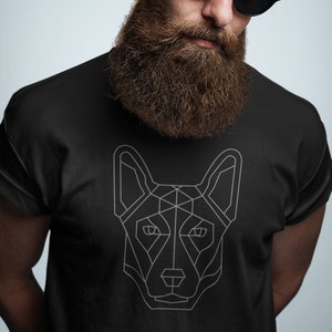 Belgian Malinois Geometric Short Sleeve Shirt, Dog Dad Geometric Design, Dog Mom Gift, Dog Dad Gift, Belgian Malinois, Dog Dad Gift