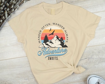 Wander Often. Wander Always. Adventure Awaits. Unisex Short Sleeve T-Shirt