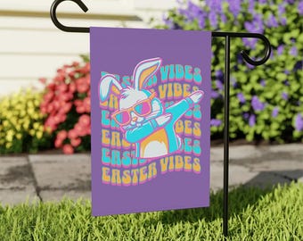 Banner de jardín de conejito de Pascua: decoración exterior de primavera