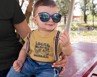 Camiseta infantil de vendedor de huevos local, camiseta bonita para bebé, top de animales de granja, regalo para baby shower, atuendo para amantes de los pollitos, ropa única para bebé