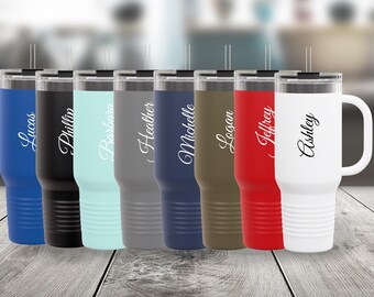 Taza de viaje térmica personalizada de 40 oz: Taza de acero inoxidable con nombre personalizado