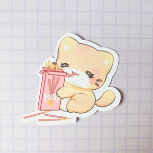 Kawaii Pocky Kitty Sticker Strawberry Pocky Sticker Kawaii Japanese Snack Sticker Kawaii Cat Stickers Cute Laptop Stickers Kawaii Stationary