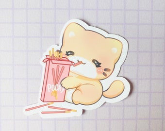Kawaii Pocky Kitty Sticker Strawberry Pocky Sticker Kawaii Japanese Snack Sticker Kawaii Cat Stickers Cute Laptop Stickers Kawaii Stationary