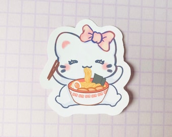 Kawaii Ramen Kitty Sticker Cute Laptop Stickers Kawaii Food Stickers Kawaii Snack Stickers Japanese Cat Sticker Cute Cat Sticker Kawaii Food