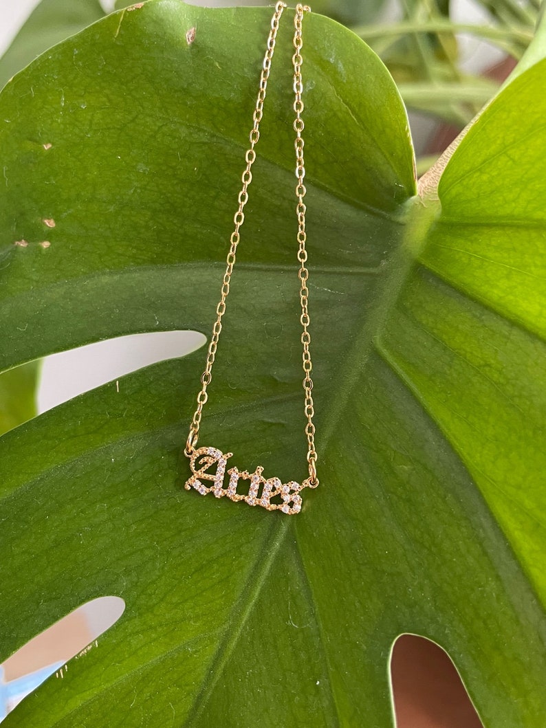 MADE IN KOREA Bling Zodiac Anklet Necklace, Zodiac Letter Anklet