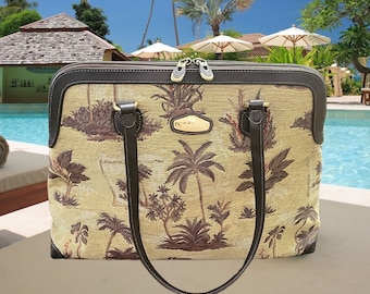 Vintage Ricardo Beverly Hills Tropical Tapestry Overnight/Carry On Bag - Vacation Bag