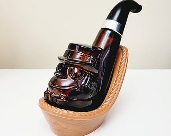 Vintage Avon Pipe Dreams Decanter – Amber Glass After Shave Bottle, 1967