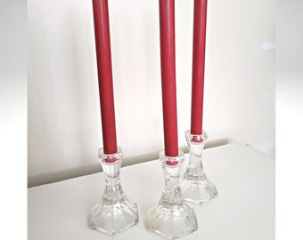 Vintage Austrian 24% Lead Crystal Taper Candle Holders - Set of 3