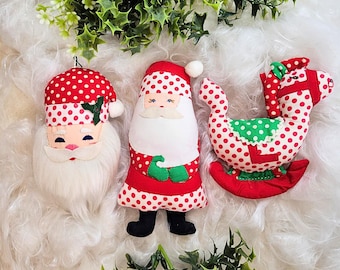 Vintage House of Hatten Plush Christmas Ornaments Set - 1976