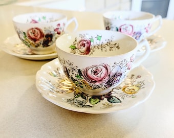 Johnson Bros - SHERATON - Made in England Floral Tea Cup and Saucer