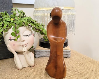 Carved Myrtle Wood Virgin Mary Sculpture - Signed 1977