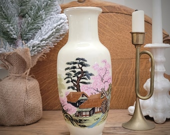 Jarrón de porcelana japonesa vintage: Minka y cerezo en flor