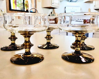 Set of 5 Libbey Amber/Root Beer Brown Margarita Glasses with Stem