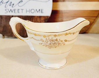 Crown Potteries Co. Vintage Creamer - Gold Etching - Made in USA - 250071