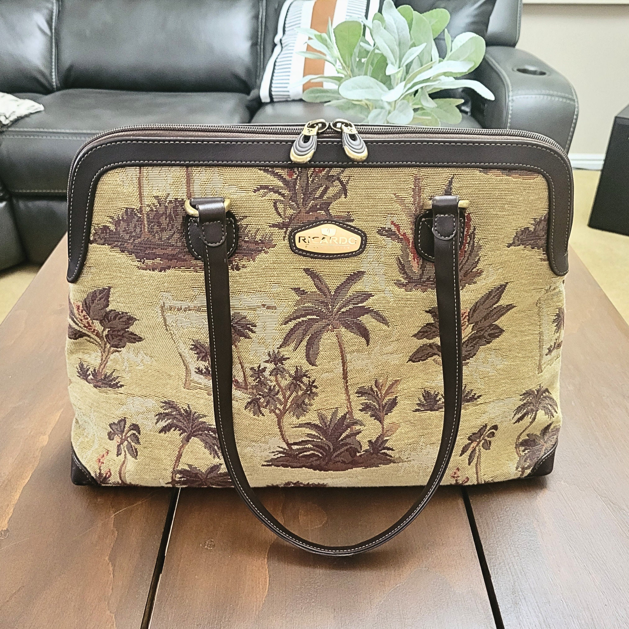 Sac Fourre-tout Vintage Ricardo Beverly Hills - Tapisserie Florale - Cabine De Voyage