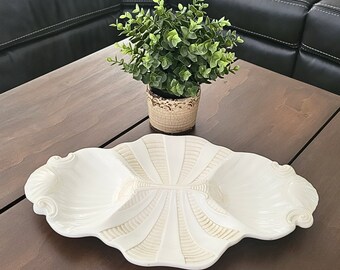 Vintage Butlers Pantry Bandeja/plato de servicio de 4 partes - Diseño de concha marina - Hecho en Italia por LENOX
