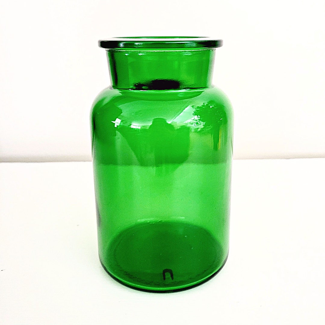 Vintage Emerald Green Glass Jar Made in Belguim Apothecary Etsy