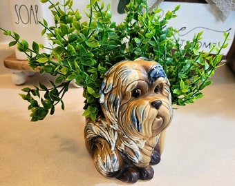 Perro peludo, Maceta para perros sentado y esponjoso, Hecho en Japón, PLANTA NO INCLUIDA