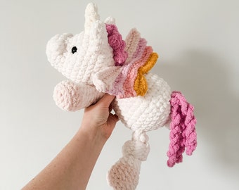 Winged Unicorn Knotted Plushie | Unicorn Stuffed Animal | Unicorn Plushie | First Birthday Gift | Baby Shower Gift | Nursery Decor